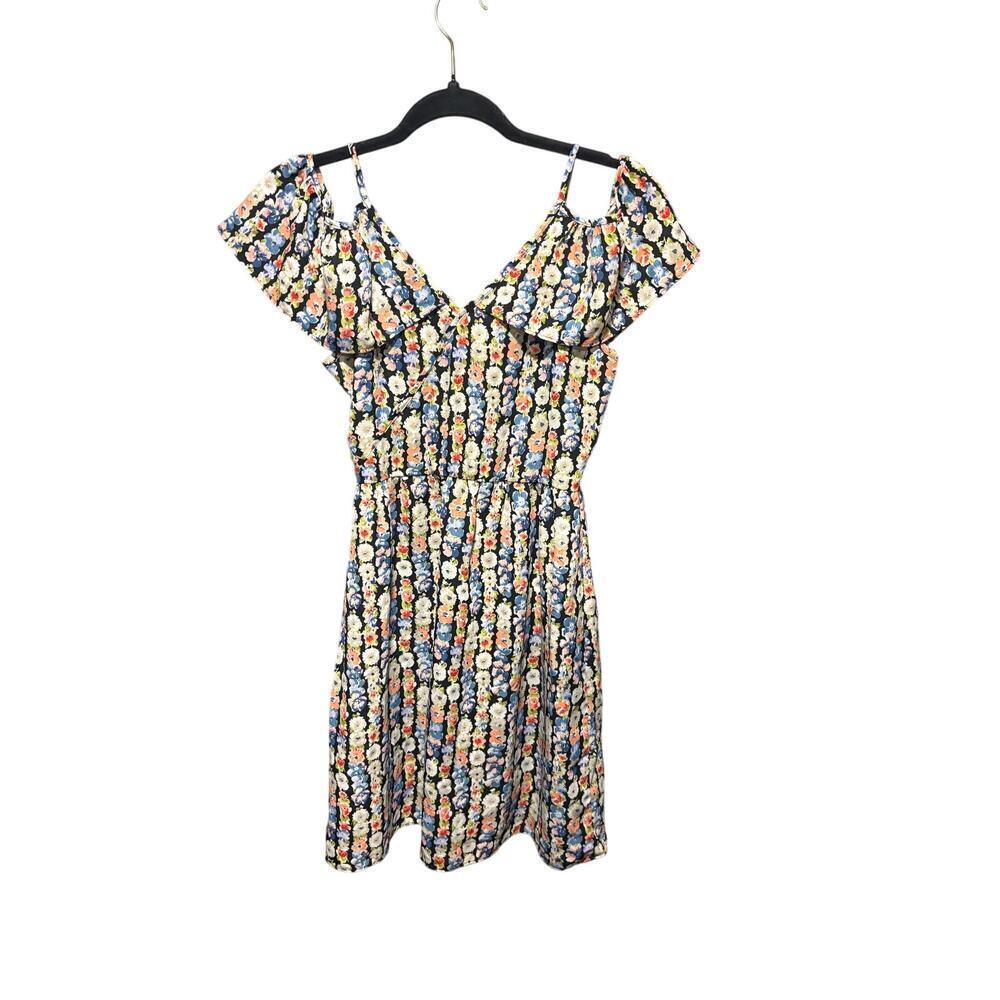 J. Crew Mercantile Cold Shoulder Ruffle Dress Size 2 Charlotte Floral - Picture 4 of 7